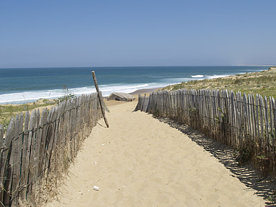 plage, Atlantique, dune, la descente vers la mer, mer, littoral, clôture