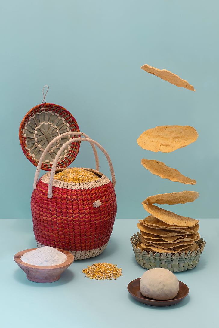 chips, wicker, gray, bowl, top, surface, near