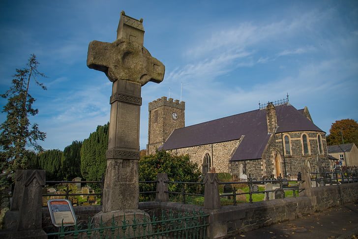 Dromore creu alta i catedral, creu alta, històric, Comtat avall, Irlanda del nord, antiga, punt de referència