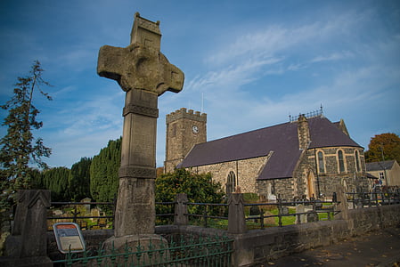 Dromore hoog Kruis en kathedraal, hoog kruis, historische, County down, Noord-Ierland, oude, Landmark