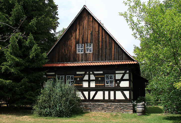 Bondgård, truss, Fachwerkhaus, hem, gård, rustik, historiskt sett