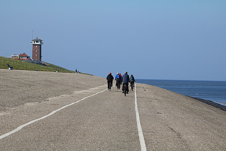 nasip kolesarske poti, Texel, nizka države, otoka texel, počitnice, obala, morje