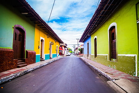 arhitektuur, hoone, maja, küla, Värviline, värvi, Street