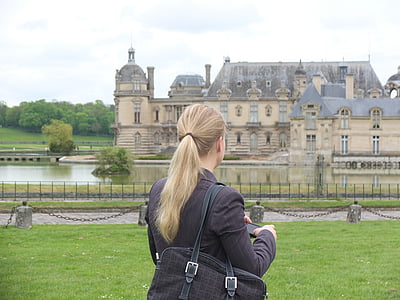 Paris, Chantilly, slott, Frankrike, kvinna, Blond, flytta