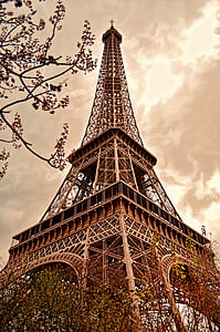 Архітектура, мистецтво, місто, хмари, Ейфелева вежа, Франція, історичний