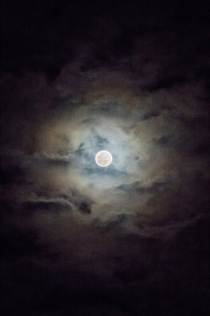 місяць, ніч, небо, хмари, на відкритому повітрі, мальовничі, спокійна