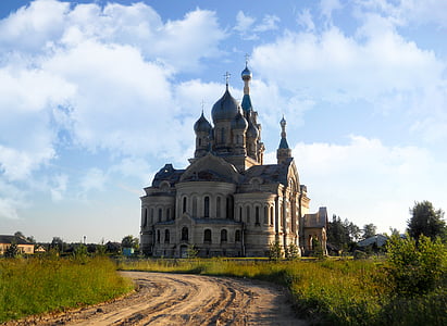 Tempio, Kukoba, cielo, Russia, architettura, Chiesa, nuvole