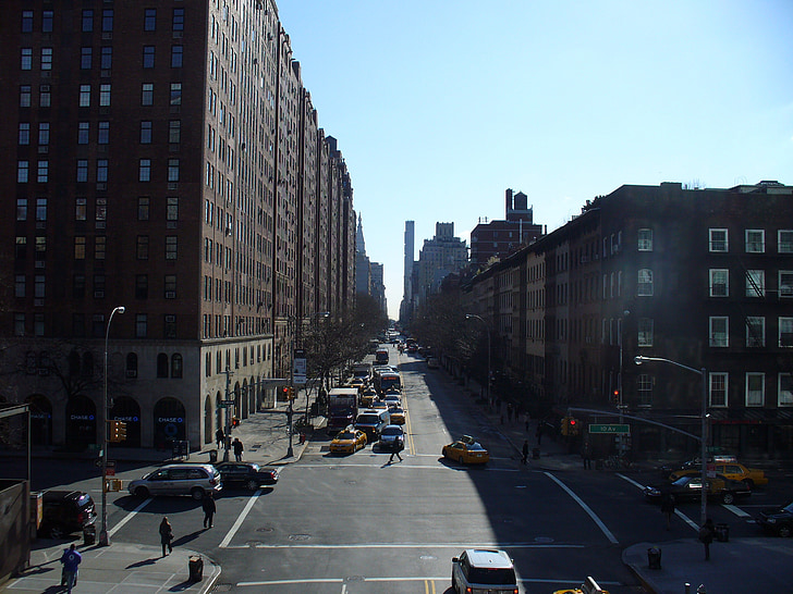 Нью-Йорк, Манхэттен, бесконечность, Улица, здания, город, Metropoli