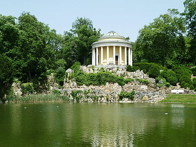 pavilion, park, pond, iron city, austria
