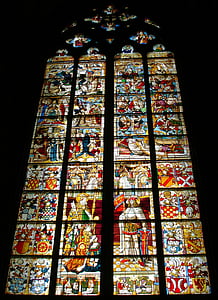 templom ablak, ólomüveg ablak, festészet, festett üveg, kereszténység, ólomüveg ablak, régi ablak