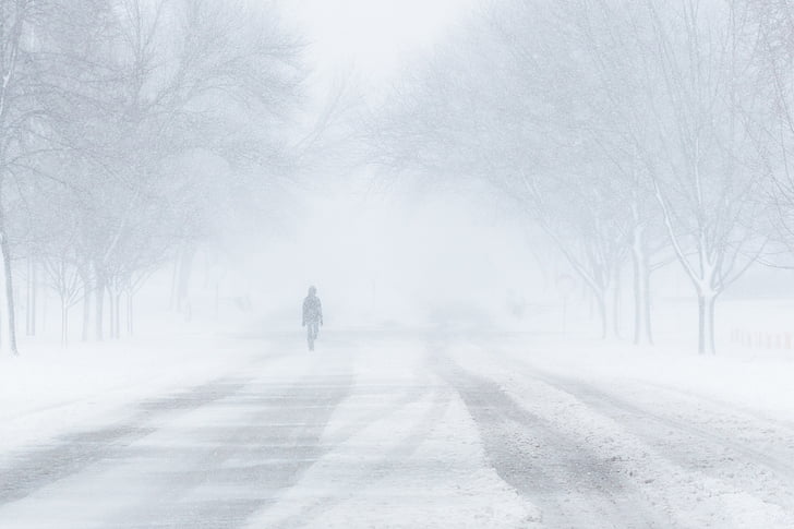 Blizzard, lumi, talvel, jalutuskäigu, külm, Ilm, külma temperatuuri