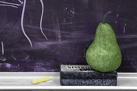 school, chalkboard, pear, hand colored, blackboard, classroom, chalk