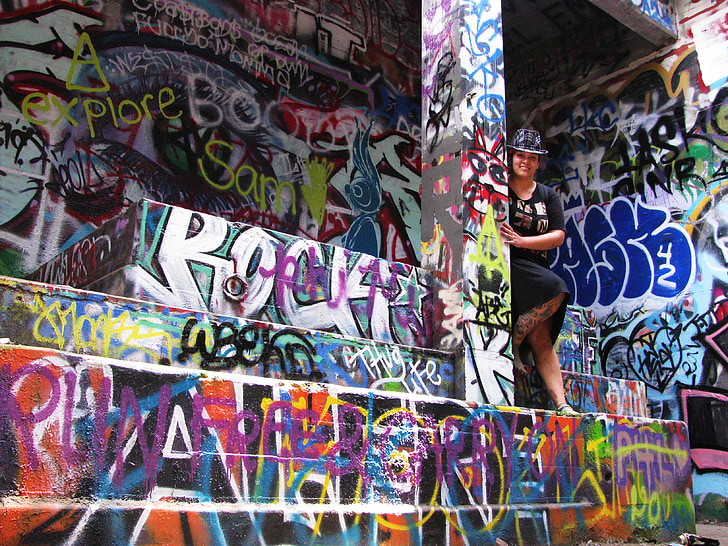 Graffiti, đô thị, thành phố, màu sắc, đầy màu sắc, grungy, nghệ thuật