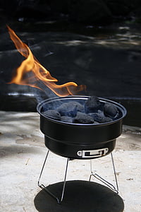 BBQ, charbon de bois, flammes, fumée, PIC-NIC, barbecue, feu - phénomène naturel