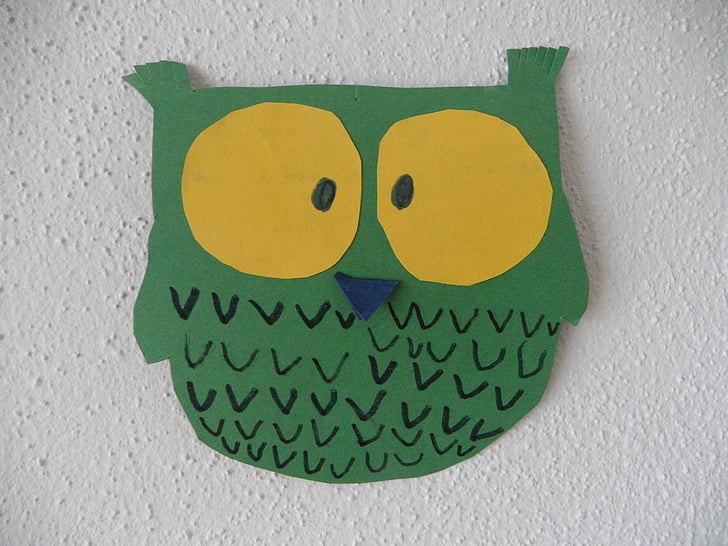 Eagle owl, sova, Udělej si sám, papíru, domácí, barevné, děti