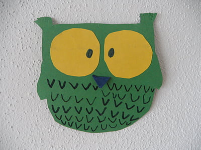 Eagle owl, burung hantu, melakukannya sendiri, kertas, buatan sendiri, warna-warni, anak-anak