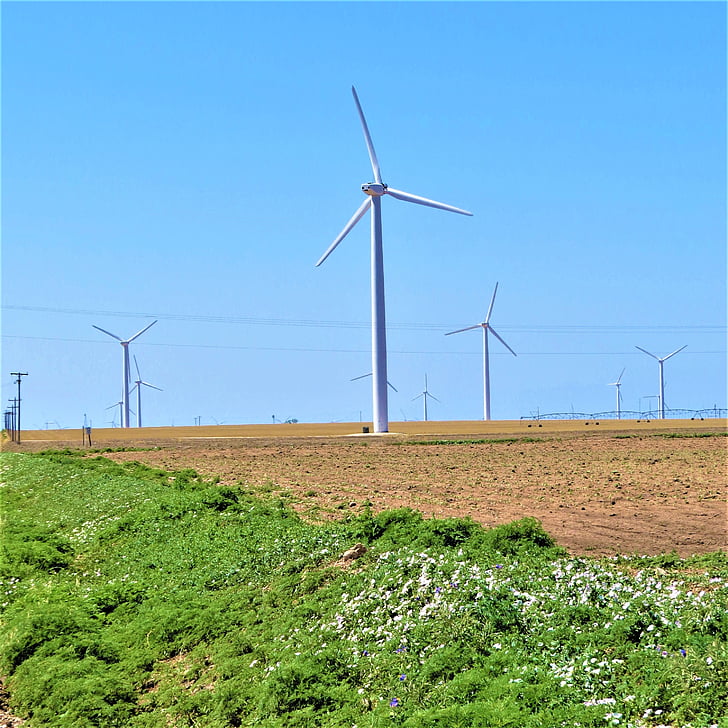 technologie, moderní větrný mlýn, Severní texas