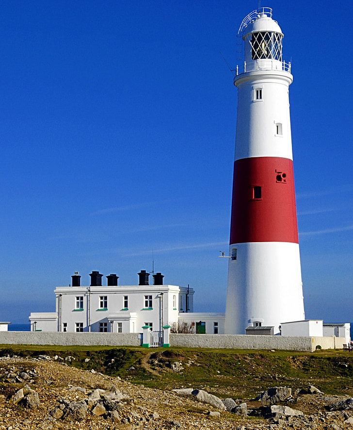 lighthouse, portland, bill, summer, building, architecture, coastline