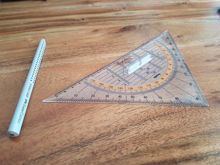 compass, desk, geometry, instrument, measure, measurement, pencil