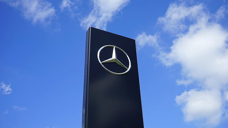 Mercedes-benz, logotip, emblema, Mercedes, negre, elegants, luxe