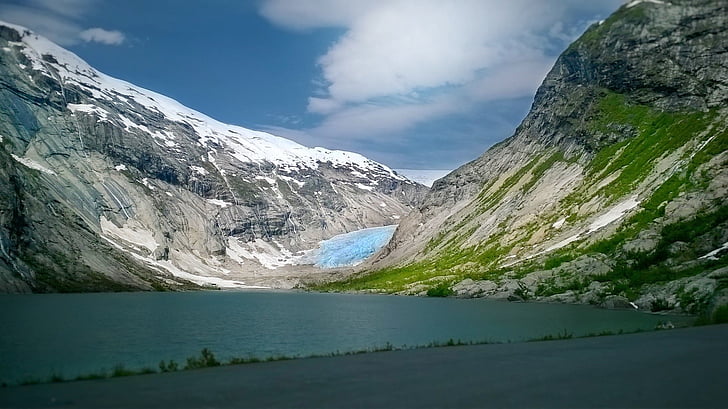 kraštovaizdžio, fotografija, aukštas, ledo, kalnai, Norvegija, kalnų