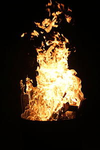 Bonfire, vypalování, ohniště, oheň, palivové dříví, plamen, teplo