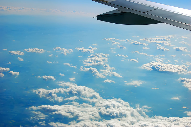 Flygfoto, moln, ovanifrån, flygplan, Wing