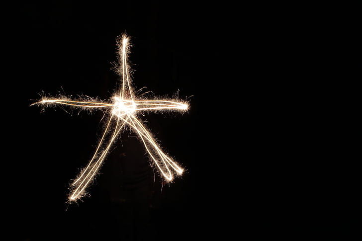 sparkler, light art, star, night, firework - Man Made Object, celebration, fire - Natural Phenomenon