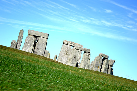 Stonehenge, Anglia, Rzeźba, kamienie, Widok, trawa, krajobraz