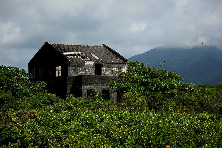 abandoned house, nature, clouds, landscape, mountain