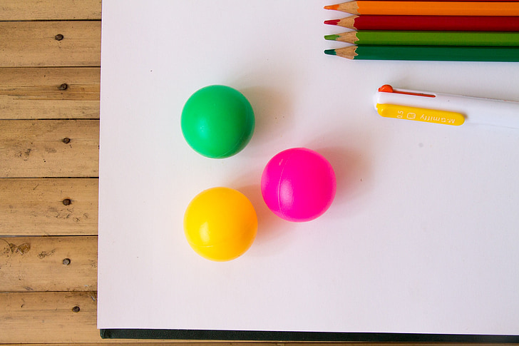 loptice u boji, lopta, kreativni, šarene, dekoracija, žuta, svjetlo