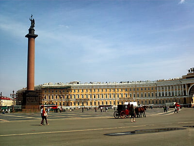 サンクトペテルブルク, ロシア, 建物, 像, 記念碑, 空, 雲