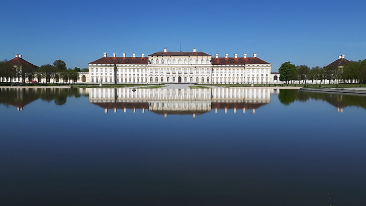 schleissheim 궁전, 성, 아키텍처, 공원, 미러 이미지, 워터 파크, 물 반사
