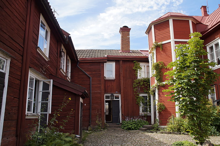 Eksjö, İsveç, tarihsel olarak, eski şehir, mimari, evleri, cepheler