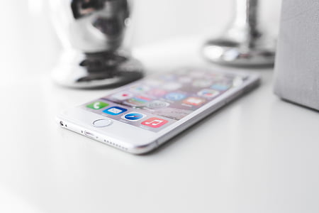 silver, iphone, white, surface, apple, home, technology