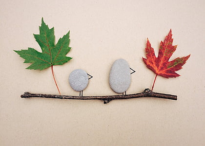 fall, leaves, rock art, craft, autumn, leaf, no people