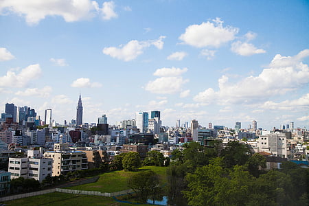 Tokió, utca-és városrészlet, Japán, Skyline, Ázsia, jelenet, nagyvárosi