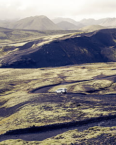 paisagem, fotografia, Branco, SUV, estrada, cercado, colinas