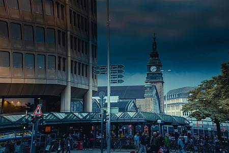 estación de tren, Hannover, arquitectura, ciudad, Torre, Iglesia, humano