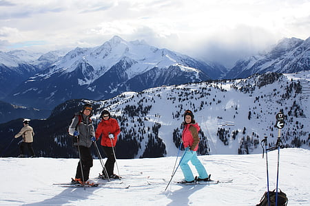 катання на лижах, гори, сніг