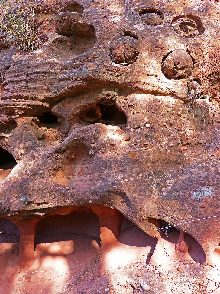 vörös homokkő, erózió, Montsant, Priorat, Vörös sziklák, textúra
