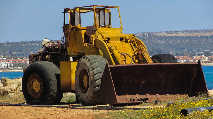 bulldozer, heavy machine, old, abandoned, rusty, earth Mover, construction Industry