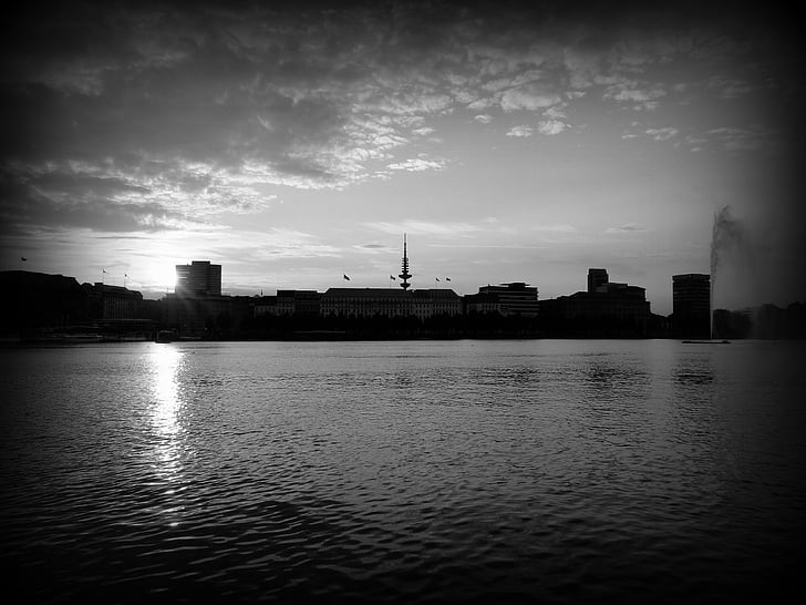 Alster, crno i bijelo, Hamburg