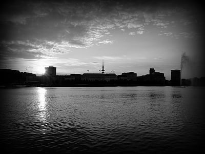 Alster, svart-hvitt, Hamburg
