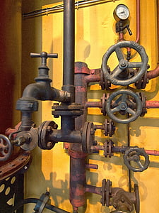 Máy, đường ống, Van, thước đo, đo áp suất, hạt distillery, gỉ
