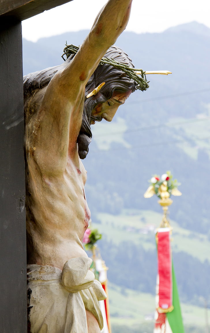 Cruz, madeira, crucificação, Cristo, Cruz de madeira, Tirol