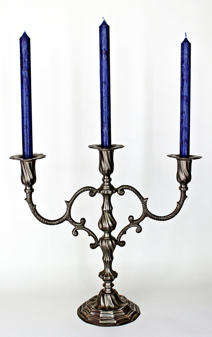 brass, ornate, candelabra, blue, Candlestick, Candles, Decoration