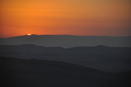 orange, sunrise, hills, plains, landscape, mountain, nature