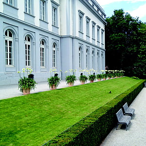 hrad koblenz, Schlossgarten, hrad, Zámecký park, Německo, květiny, chůze
