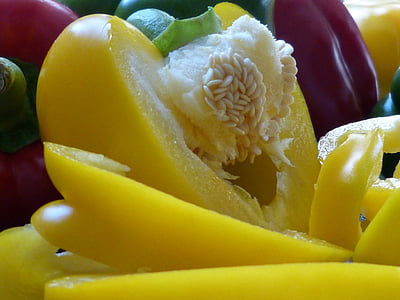 macro, tancar, pebre vermell, verdures, groc, fotografia de macro, nuclis
